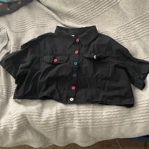 Harjuku Color Buttons Oversized Cropped Shirt